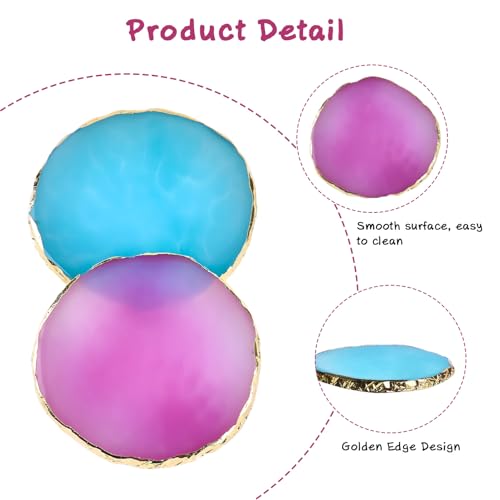 2 Pcs Resin Nail Art Palettes,Nail Polish Palette,Golden Edge Gel Nail Mixing Palette Nail Tray,Makeup Display Board,Nail Design Tools(Purple and Blue) - color: Purple,blue