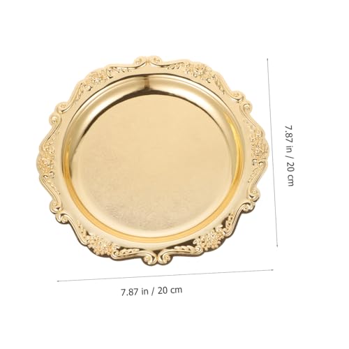 Golden Iron Jewelry Dish Tray for Desserts, Party Entertaining - color: Golden