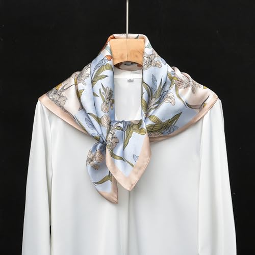 100% Mulberry Silk Scarf - 25.6" Square Neckerchief & Headscarf Gift Packed - color: Blue-20