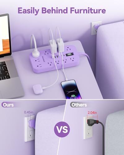 Purple Extension Cord with Multiple Outlets- 10 FT - color: Purple, size: 10FT