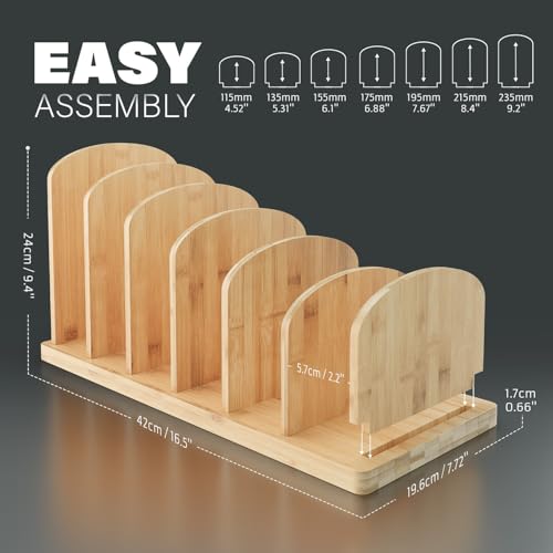 Cook Book Organizer, 6 Sections, Recipe Book Holder Rack, Tabletop Stand for Convenient Cookbook Storage, Vertical Cook Book Stand Kitchen, Binder Holder for Desk & Countertop (Bamboo) - color: Bamboo, size: 6 Sections