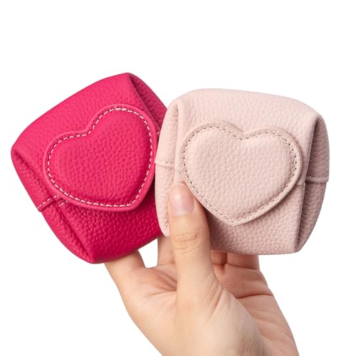 Royal Bagger Genuine Cowhide Leather Coin Purse for Women, Lychee Pattern Mini Change Pouch with Buckle Closure, Compact Accessory Bag 1603 (Deep Purple 1604) - color: Deep Purple 1604