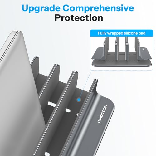 OMOTON 3-Slot Multiple Vertical Laptop Stand, Fits All MacBook, Grey - color: Three Slots-Grey