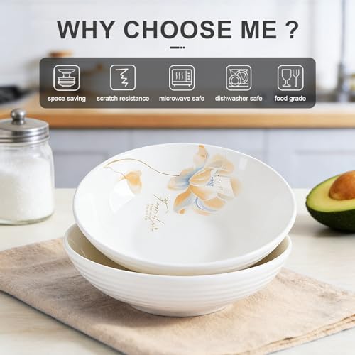 Ceramic Salad Bowl, 8 inches, Set of 4 - color: yellow bule, size: Colorful Ceramic Bowls-18 oz (4 pack)