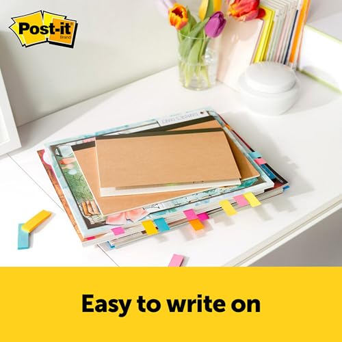 Post-it Page Markers, Assorted Bright Colors, 1/2 x 2-Inches, 50-Markers/Pad, 10-Pads/Pack, 2-Pack