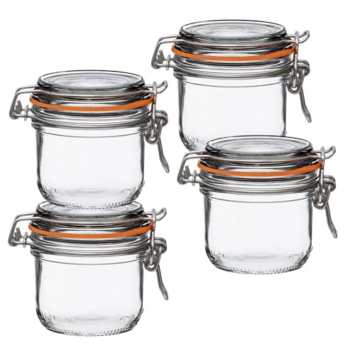 Le Parfait Super Terrine 200ml (7oz) Glass Canning Jar, Wire Bail Lid, 4 Pk - color: 200ml (Set/4)