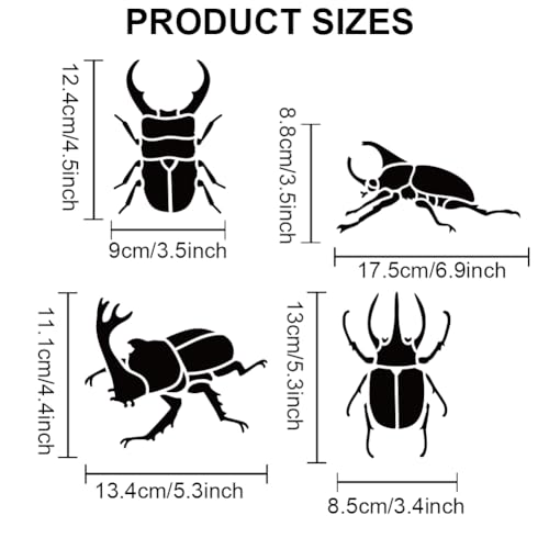 MAYJOYDIY 11 Insects Scarab Beetle Bug Stencil 11.8×11.8inch Reusable Nature Beetle Bug Drawing Templates with Paint Brush for Insect Crafts Art Furniture Wood Canvas Home Decor - color: Scarab Beetle Insect