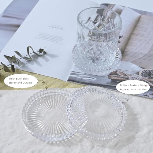 Crystal Glass Coaster 6 Pack Round Cup Drinks Coasters,Clear - color: Clear