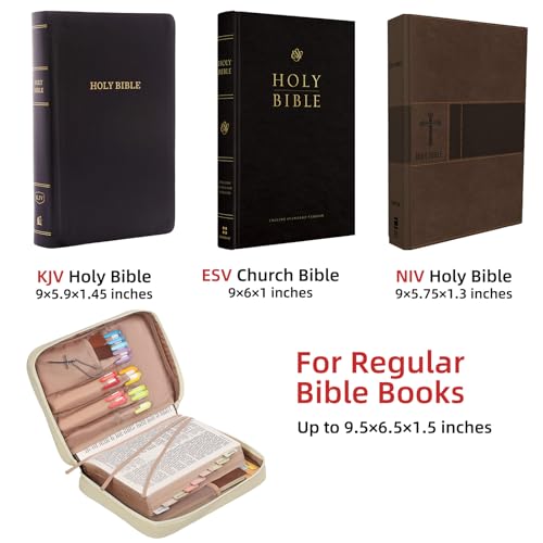FINDCOZY Bible Cover for Women, Medium Carrying Case for Regular Bible - color: Taslan Beige, size: Medium