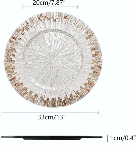 i-lan Mother of Pearl Charger Plates, 13 Inch Set of 2, Champagne Gold - style: Style 6