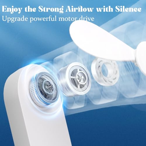 Portable Handheld Fan, 2 IN 1 Mini Hand Fan, Battery Operated [8-15 Working Hours], USB Rechargeable Personal Foldable Fan for Indoor, Small Pocket Fans Travel Essentials for Outdoor (White) - color: White