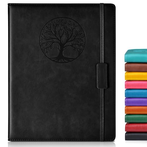 Biuwory Leather Journal Notebook, 256 Thick Lined Pages, Hardcover 8.6"×11" - color: Black, size: Lined-256 Pages (8.6"×11")
