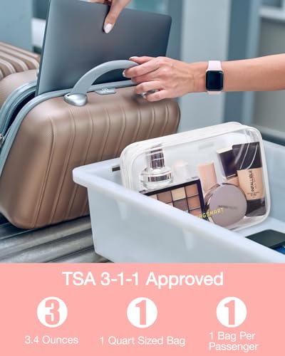 BAGSMART Clear Toiletry Bag 2-Pack TSA Approved Water-Repellent, White - color: Classic White, size: Medium