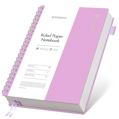EMSHOI Lined Spiral Journal Notebook, 300 Pages, A4 Size (8.2'' x 11.2'') - color: Purple, size: A4