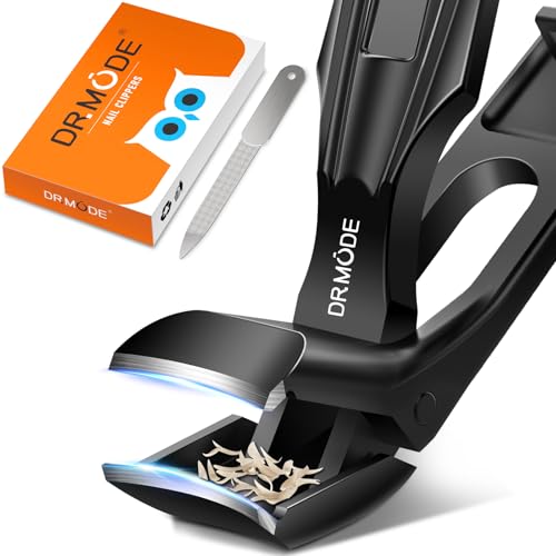 DRMODE Toenail Clippers for Seniors Thick Toenails, Angled Head Wide Jaw - color: Black, size: Big