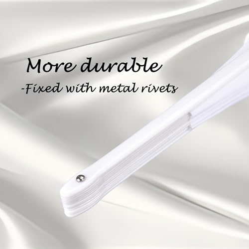 2 Pack Large Folding Hand Fan, White Chinese Kung Fu Tai Chi Nylon-Cloth Fan for Men and Women Performance, Dance, Decorations, Festival, Gift - color: White