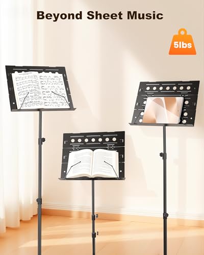 New bee Music Stand, Tri-fold Panel Foldable Sheet Music Stand - color: Black