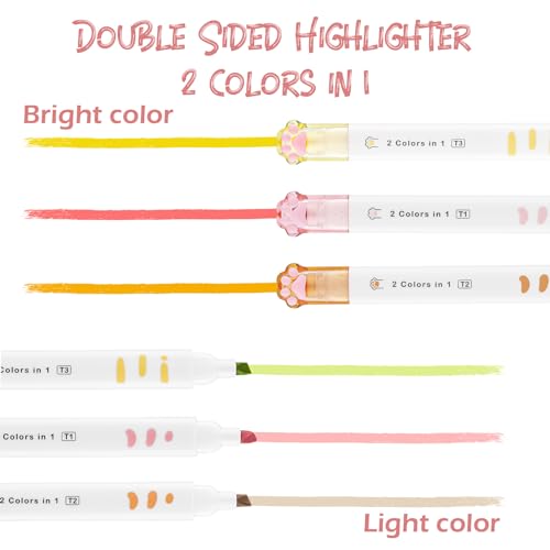 8 Pcs Cute Cat Paw Stationery Set Kawaii School Office Supplies Including Eraser Correction Tape Highlighters Sticky Notes Ruler for Cat Lovers Students (Pink) - style: Style D (Pink)