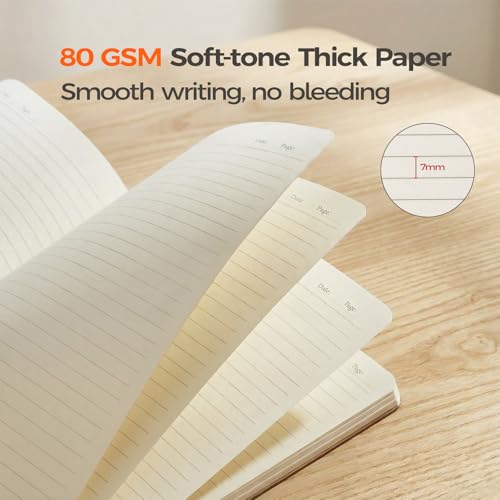 5 Pack Kraft Notebooks Bulk A5, 60 Pages Lined Ruled Journals, 8.3x5.5 In