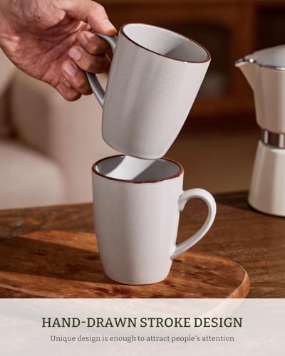famiware Venus Coffee Mugs Set of 4, 13 oz Ceramic Stoneware Mug Cup Set - color: Ligth Gray, size: 4pcs