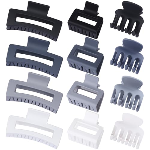 SMKSL 12 Pcs Hair Claw Clips for Women & Girls 3 Styles Hair Accessories - color: Grey