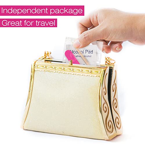 48 Sets Disposable Manicure Kit 3-Piece Mini Nail Files Set Includes Nail File 100/180 Grit, Wood Stick, Nail Polish Remover Pads for Nails Design, Stamping Polish Manicure Art Tool