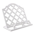 JOGREFUL Cast Iron Cookbook Stand, Kitchen Recipe Holder Trellis White - color: White, size: Quatrefoil Trellis