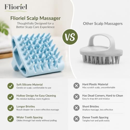 Silicone Scalp Massager Shampoo Brush, Scalp Brush for Hair Care & Dandruff Removal, Hair Scrubber Scalp Stimulator Exfoliating Brush with Flexible Soft Bristles for Wet Dry Scalp Care