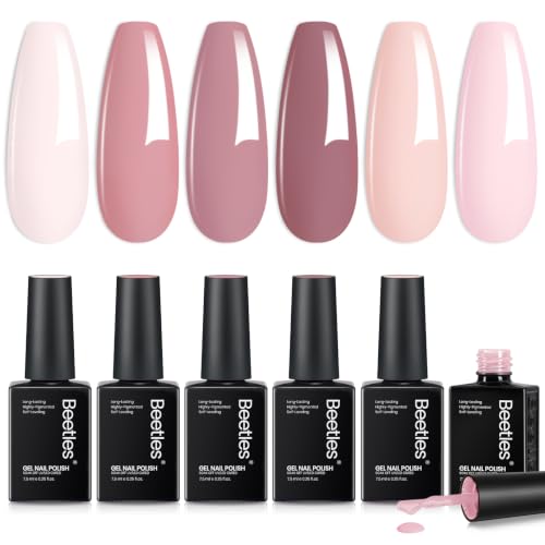 Beetles Nude Pink Gel Polish Set 6 Colors Fall Gel Nail Polish Set - color: A - Creme | Cozy Palette