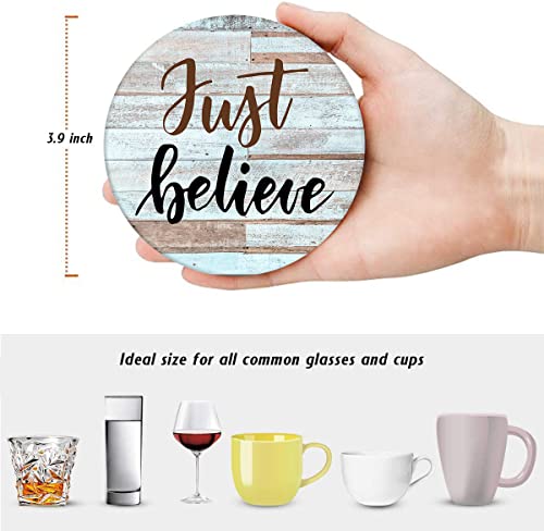 Britimes Coasters for Drinks, Set of 6, Ceramic Stone, Colorful Wooden - color: Retro 7