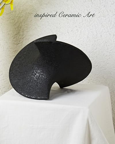 UPWOIGH Black Abstract Balancing Sculpture, 5.12 x 7.28 x 5.12 Inch - color: Black Ceramic Inspired Décor