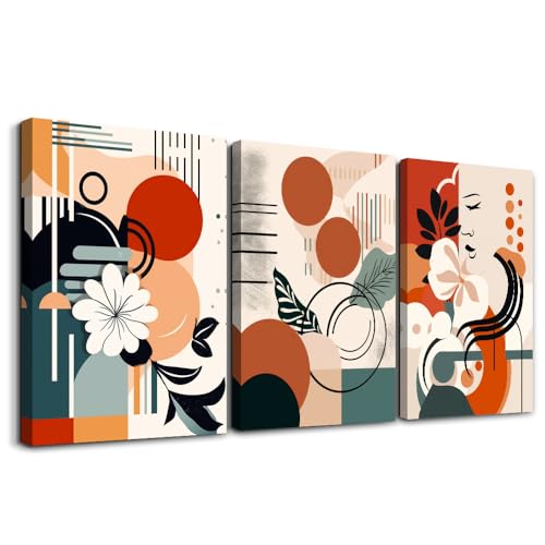 MHARTK66 Canvas Wall Art For Bedroom & Living Room - Boho & Vintage Flowers Wall Painting - Abstract Art - Ready To Hang - Framed Wall Pictures - 3 Panels - color: Abstract Flower Painting, size: 12x16inches*3pcs