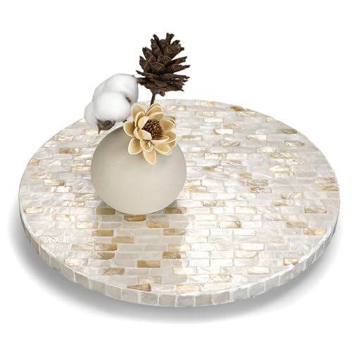 Reallnaive Mother of Pearl Lazy Susan, Round, Marble - color: Marble, style: Round