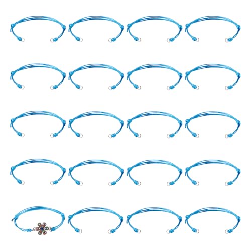 20Pcs Waxed Polyester Cord Bracelets Adjustable Braided Bracelets Handmade Friendship String Bracelets for DIY Women Jewelry Making Supplies (Teal) - color: Teal, 9-1/4 Inch, size: 235mm