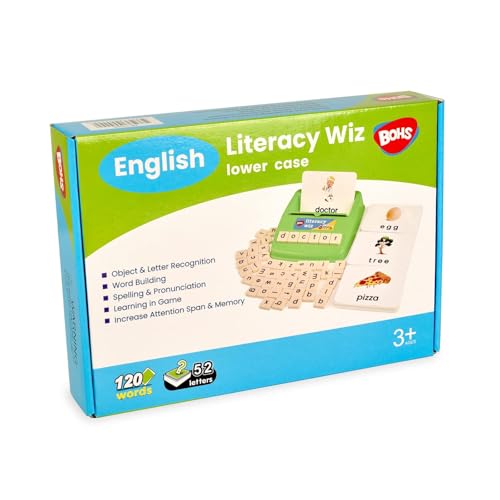 BOHS English Spelling Game for Kids, 60 Picture Cards and Lowercase Tiles - style: lower case