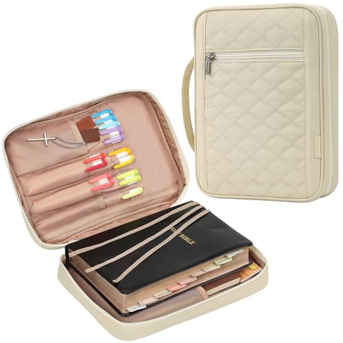 FINDCOZY Bible Cover for Women, Medium Carrying Case for Regular Bible - color: Taslan Beige, size: Medium