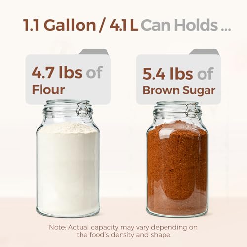 ComSaf Large Glass Jars with Airtight Lids 1.1 Gallon 2 Pack Wide Mouth - size: 138oz*2