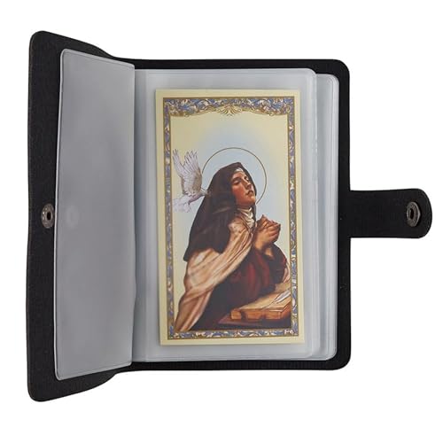 Needzo Black Holy Card Holder, Travel Booklet for Prayer Cards, 20 Double Sided Sleeves, 3 ½ x 5 ¼ Inches