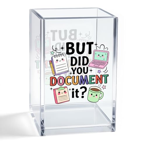 But Did You Document It Acrylic Organizer Pencil Pen Holder, HR Humor Office Desk Accessories Holder, Funny Office Decor Gifts for Women Human Resources Accountant Programmer Graphic Coworker - color: Clear 1
