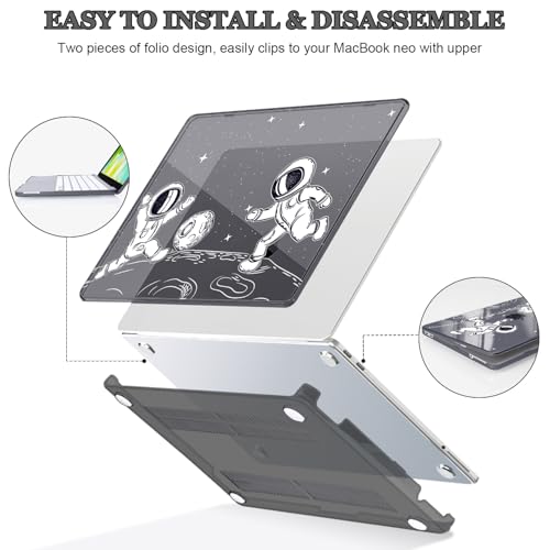 Astronaut Kicking Planet Black Case for MacBook Neo 13 inch A3404 - color: Funny Astronaut Kicking Planet