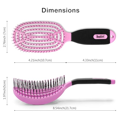 NuWay® DoubleC® Scalp Care Hair Brush – Patented Double Curve Design for Scalp Massage, Vented Blow-Dry Styling, Wet & Dry Hair, All Hair Types (Rose Pink) - color: Rose Pink