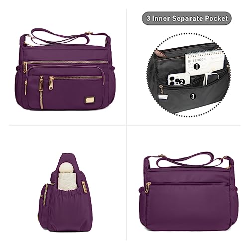 NPBAG Crossbody Bag for Women, Shoulder Purse Handbag Messenger Bag, Trendy Pocketbooks, Waterproof and Multi-Pockets - color: Purple