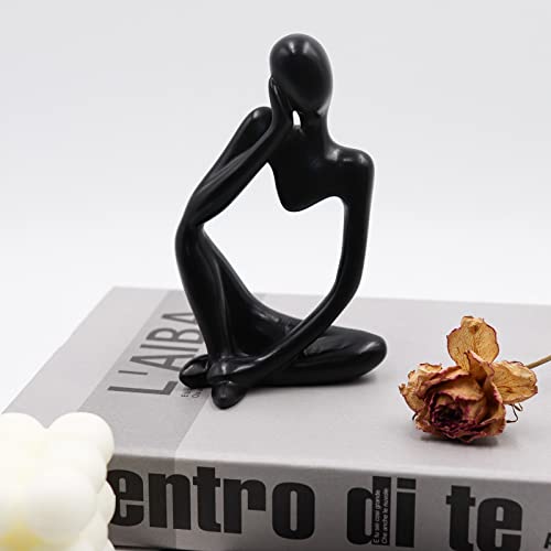 Thinker Statues and Sculptures, Resin Thinker Statue Ornaments, Abstract Style Sculptures, Housewarming Gifts, Housewarming Decorations, Living Room Dining Desk Decorations(Black Right, Small) - color: Black Right, size: Small