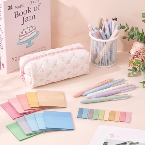 Jutom 39 Pcs Aesthetic Book Annotation Kit,Pink,Bow Style - color: Pink, style: Bow Style