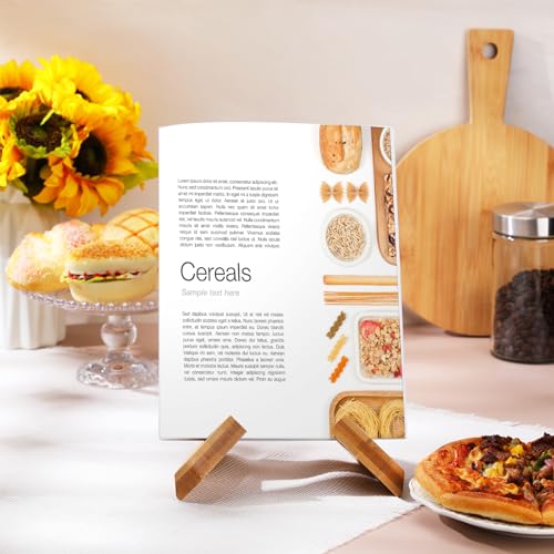 Cookbook Stand for Kitchen Counter, Wooden, Brown - color: Brown