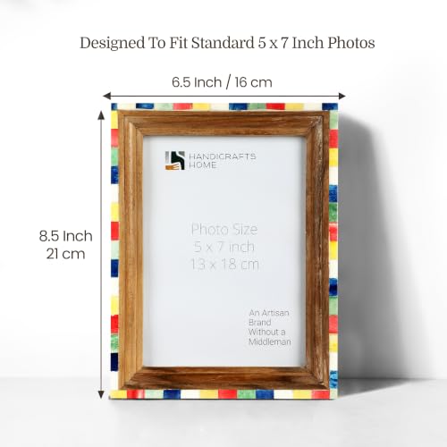Handicrafts Home Handmade Bone Inlay & Wood Photo Frame Colorful Decor, 5x7 - color: FAIRGROUND-CIRCUS, size: 5X7