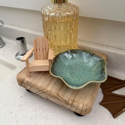 2Pcs Ceramic Jewelry Dish - Lotus Leaf Shape, for Ring Holder Necklace Small Key, Suitable for Mother Friend Sister, Gifts for Women, Cute Plate Trinket Tray, Home Decor (Crystal Green & Pink) - color: Crystal Green & Pink