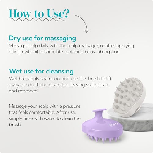 HEETA 2-Pack Large Scalp Massager Scrubber Shampoo Brush for Hair Growth - color: Light Beige & Purple