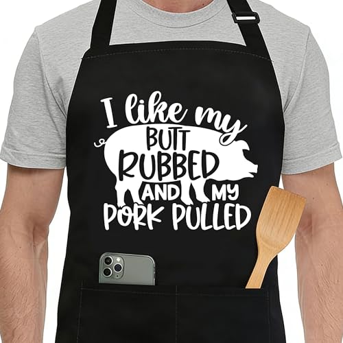 Funny Black Apron with Pockets for Man,Dad,Husband,Father in Law,Chef Daddy Women Grilling Apron BBQ Cooking Gifts - color: Apron-4