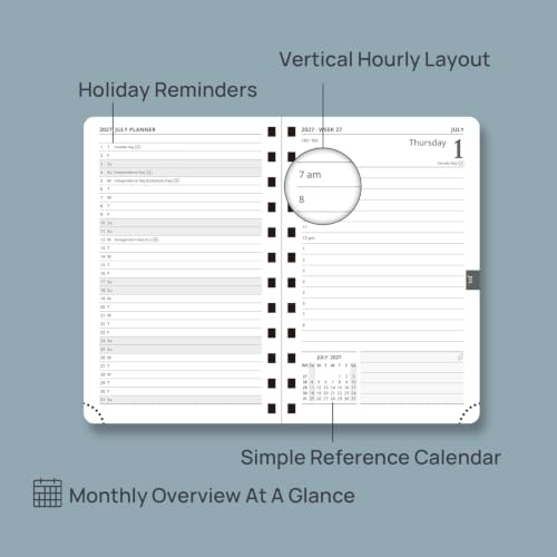 POPRUN 2027 Daily Planner One Page Per Day, 4.25" x 6.25" Small Calendar - color: Navy Blue, size: Small - 4.25" x 6.25", style: Calendar Year 2027